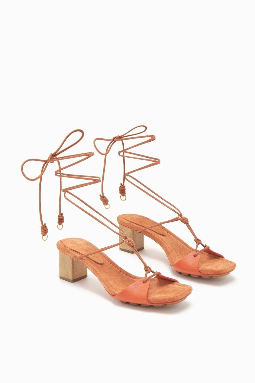 NEW ULLA JOHNSON women's loren lace up midi heels in sierra
